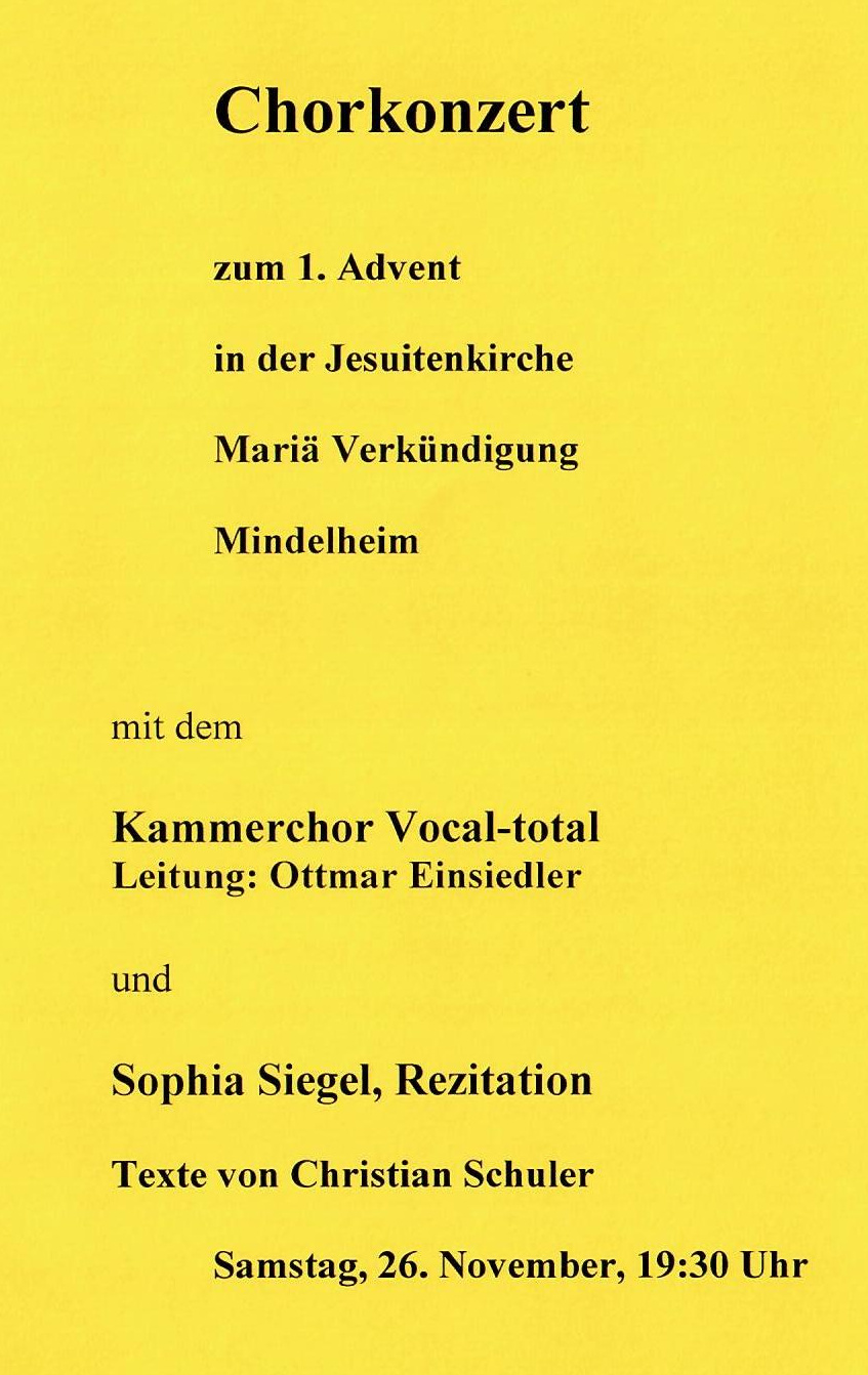 Programm Adventskonzert